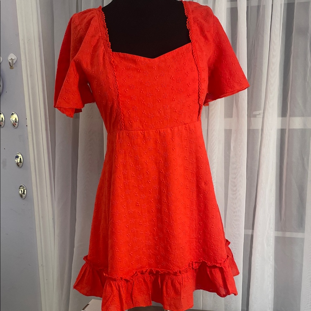 Double Crazy Red mini Dress Large, runs small pit to pit 17, waist 15, Lth 30